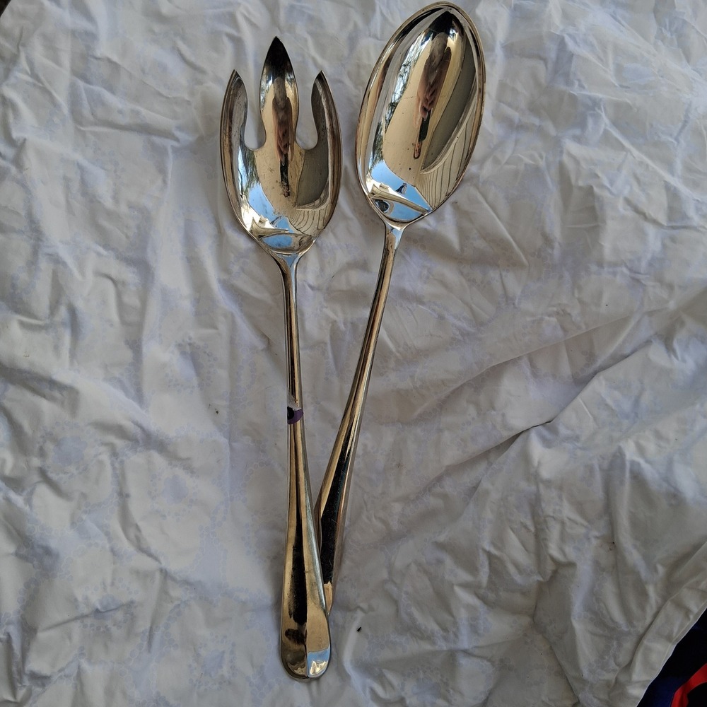 Vintage Gerity Silver Plated Salad Serving Set Spoon and Fork